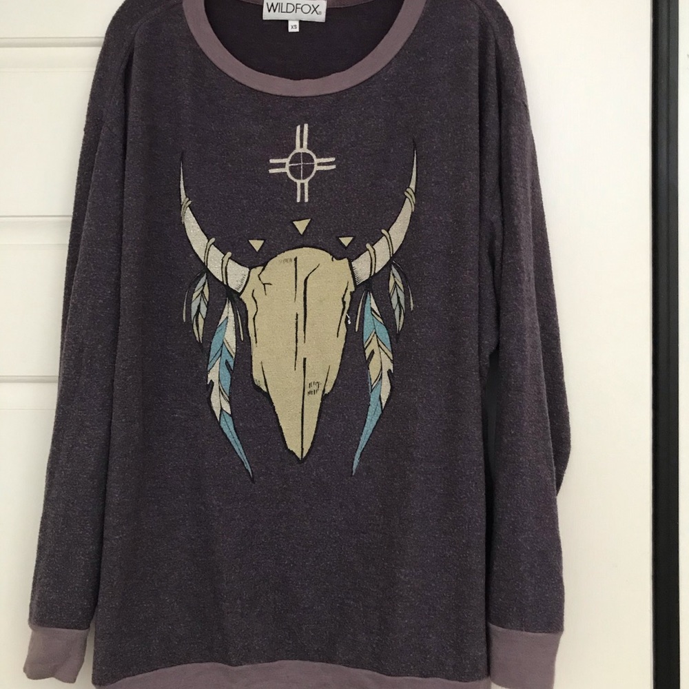 Wildfox Roadtrip/sweater dress skull feathers